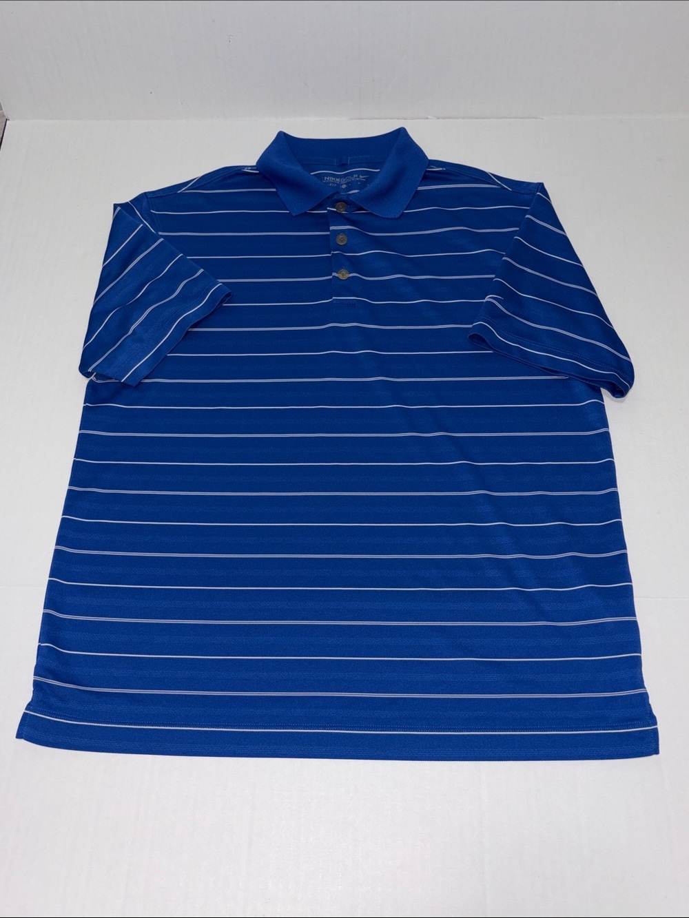 Nike Golf Men’s Medium Short Sleeve Blue with White Stripes Polo Shirt